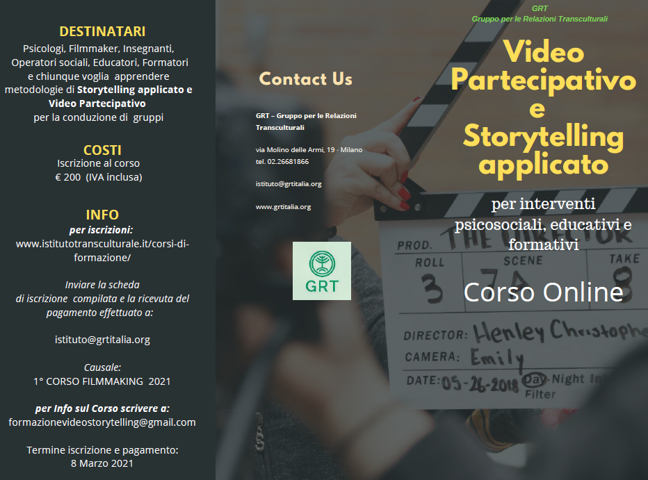 Il Corso permette di apprendere fondamentali teorie e tecniche di Storytelling e Video Partecipativo applicate al lavoro Psicosociale, Educativo e Formativo.